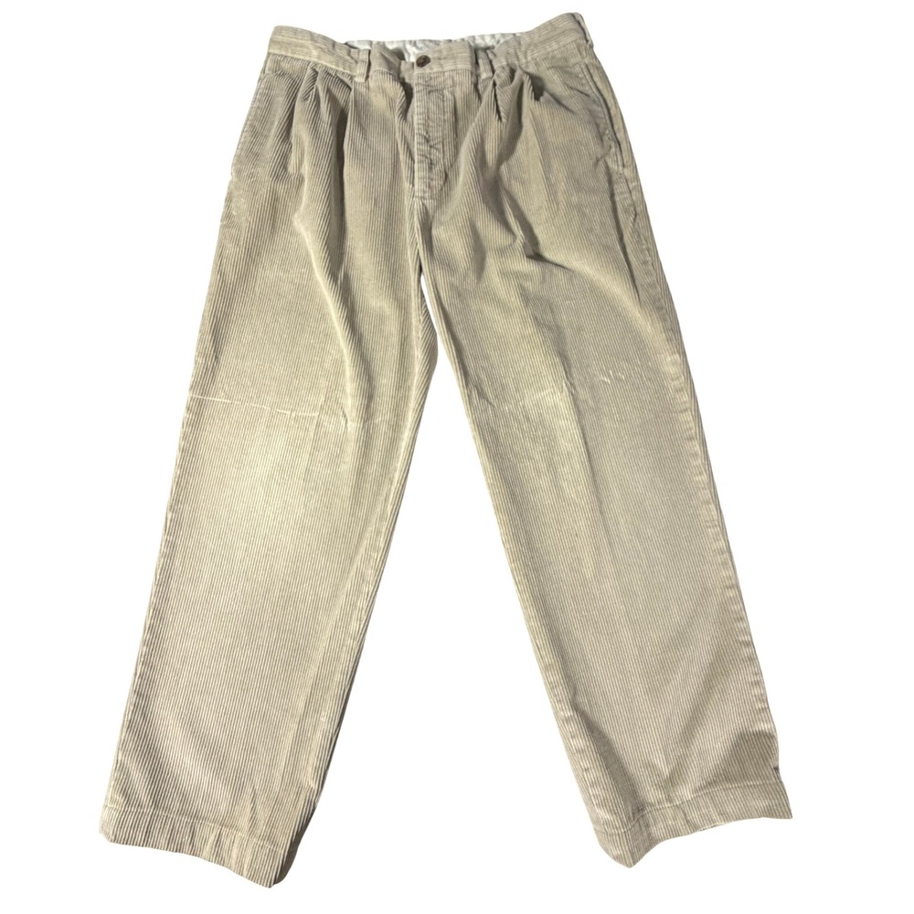 Brooks Brothers 346 Corduroy Pleated Pants Tan Mens W38 L30 Casual Office Fall